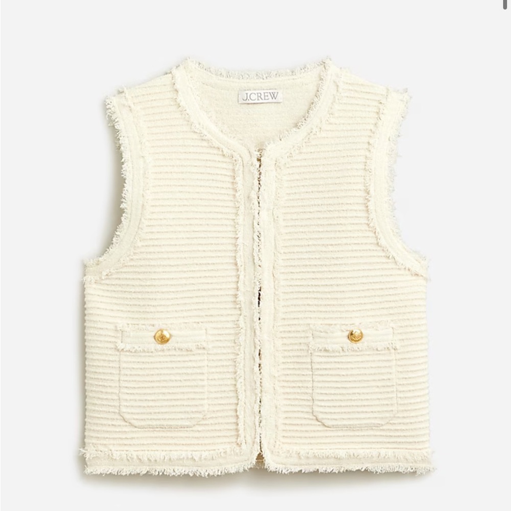 New with tags: J.Crew Textured vest in fine bouclé cream natural size Medium